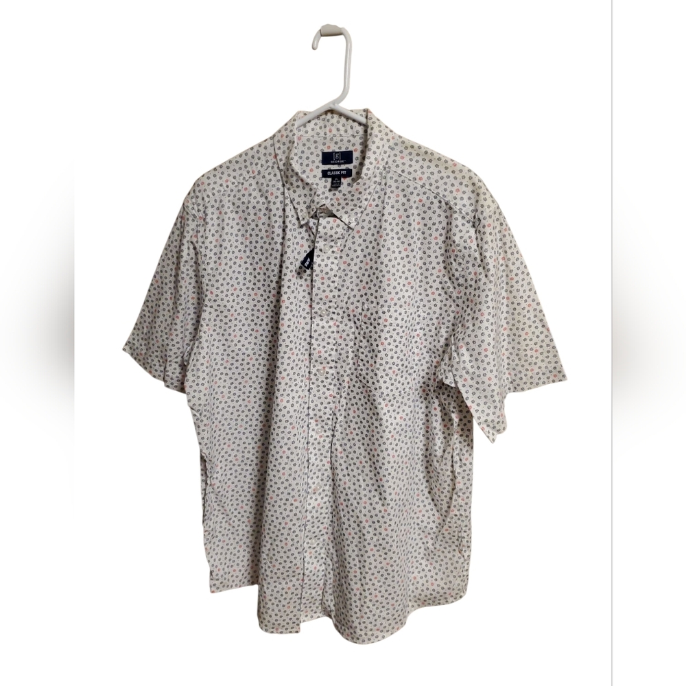 George Men's White and Blue Patterned Shirt Size XL